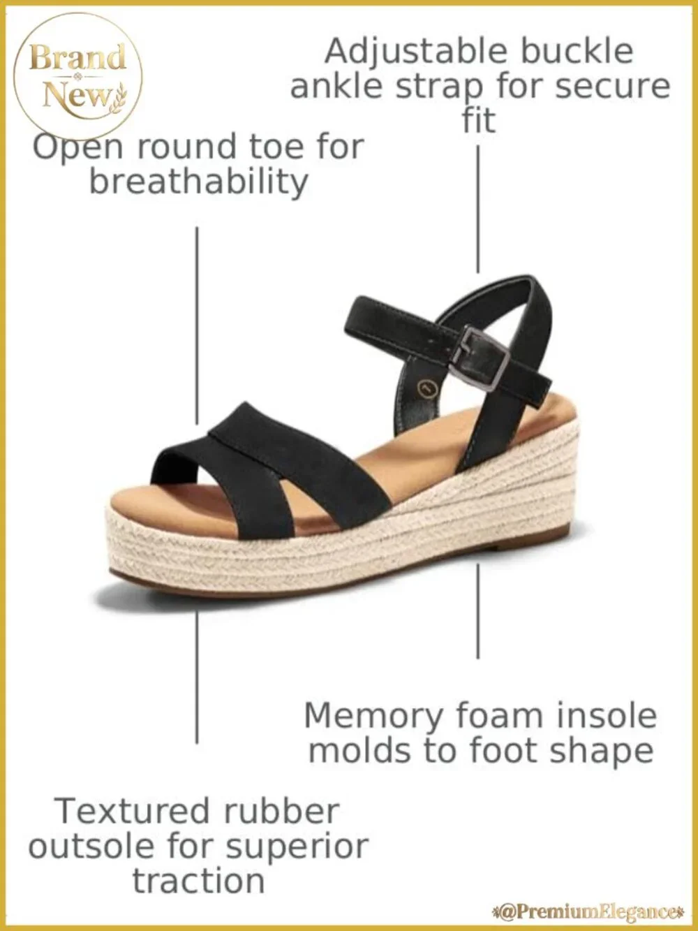 Womens Espadrille Wedge Platform Sandals Open Toe Buckle Ankle Strap